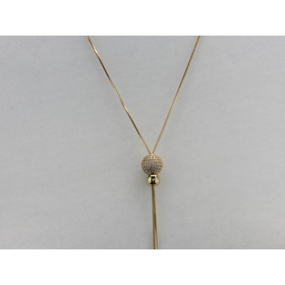 EXPRESS LONG ADJUSTABLE DIAMOND BALL NECKLACE. - Picture 4 of 6